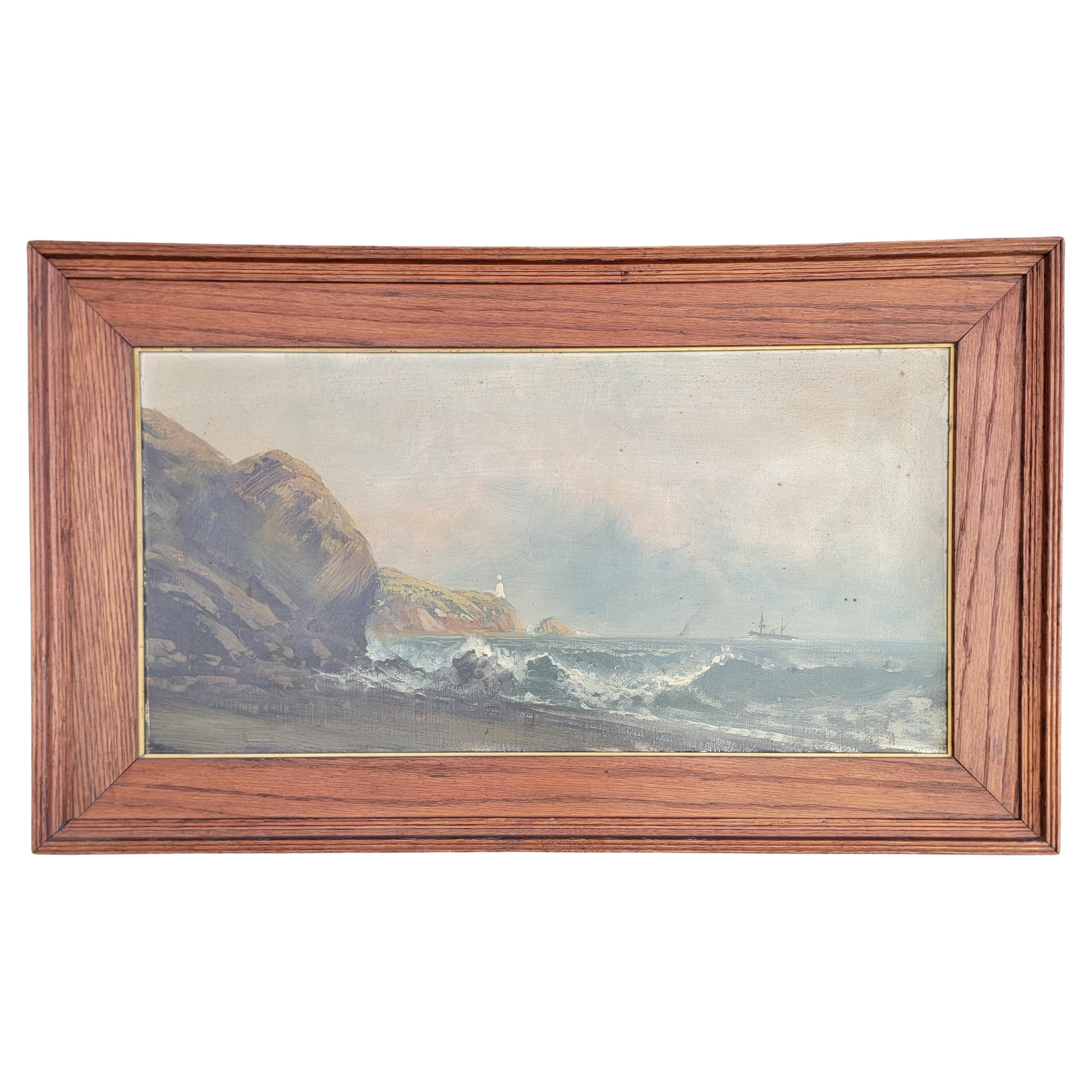 Painting of the Historic Bonita Lighthouse Marin California 19th Century For Sale