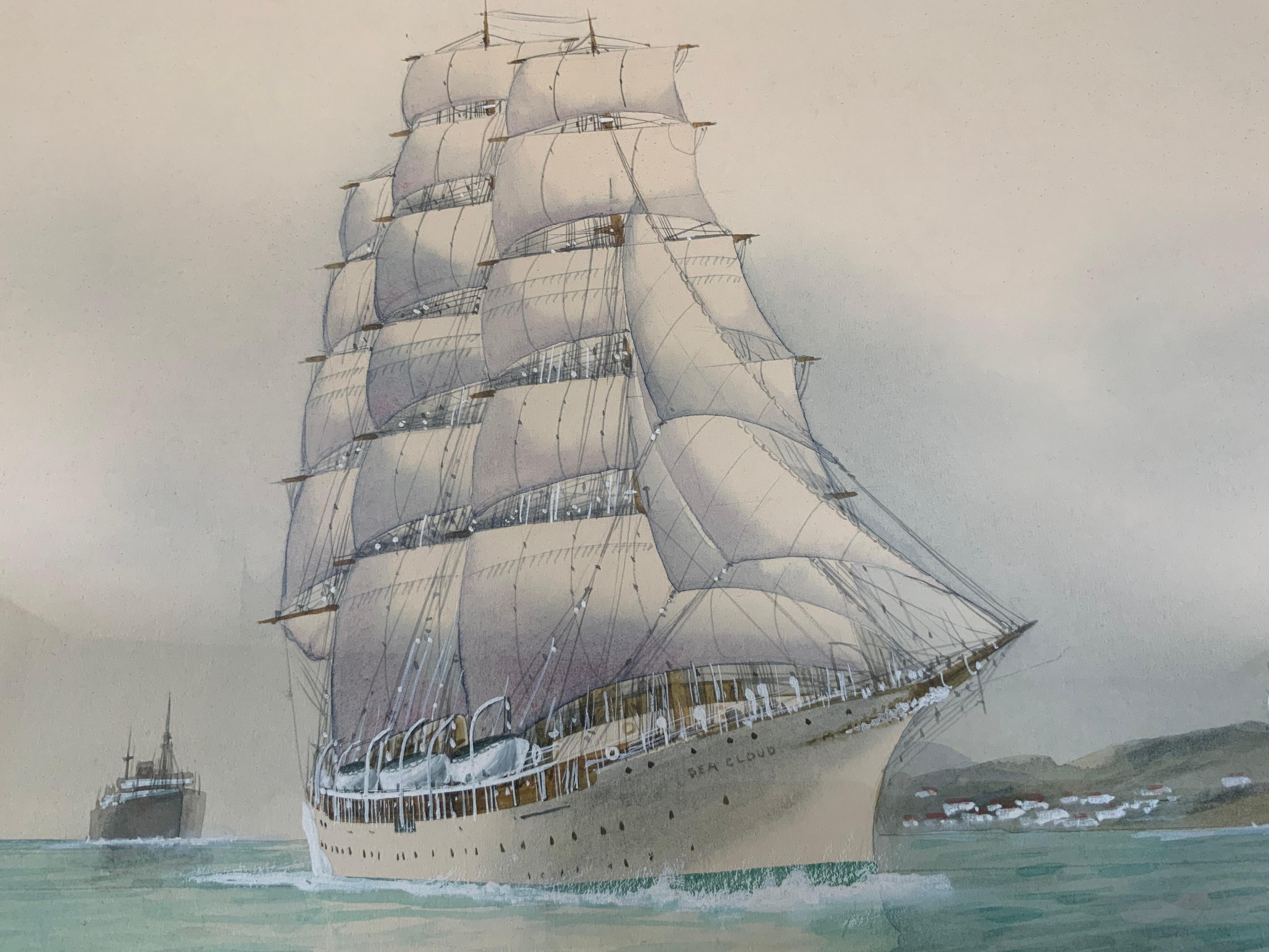 Painting of the Post Yacht Sea Cloud For Sale 2