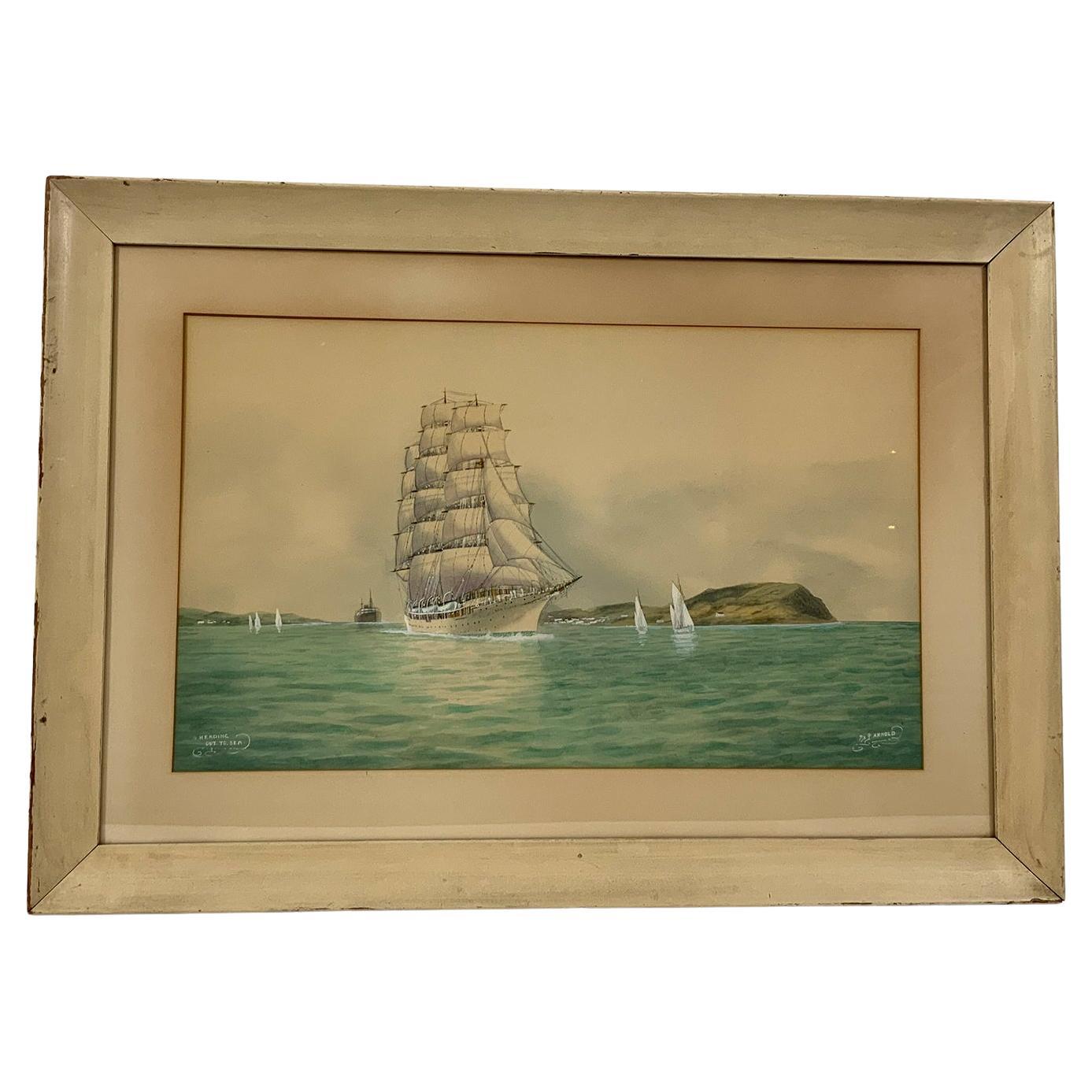 Painting of the Post Yacht Sea Cloud For Sale
