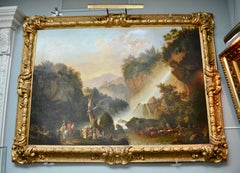 Painting of Travellers at Tivoli Falls Outside Rome After Claude Joseph Vernet