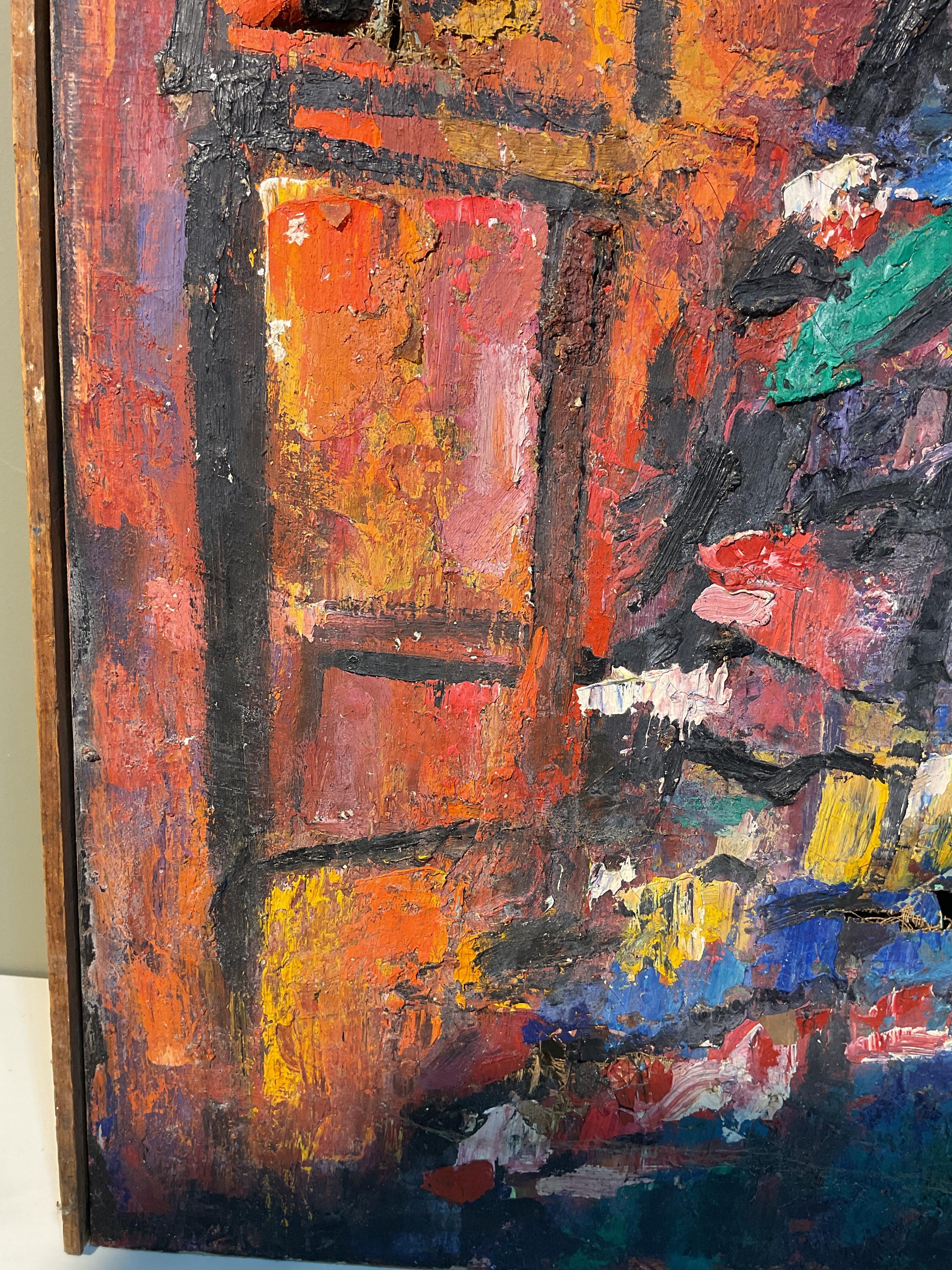 Painting of Woman in Colorful Skirt For Sale 3