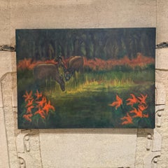 Painting Oil Canvas Folk Art Landscape Still Life Marjorie Weaver