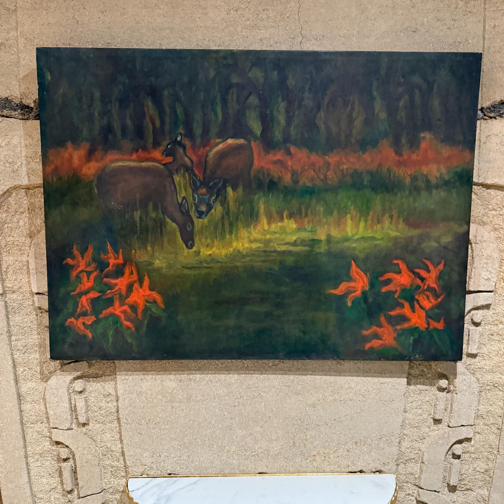Gemälde Öl Leinwand Folk Art Landschaft Stillleben Marjorie Weaver im Zustand „Gut“ im Angebot in Chula Vista, CA