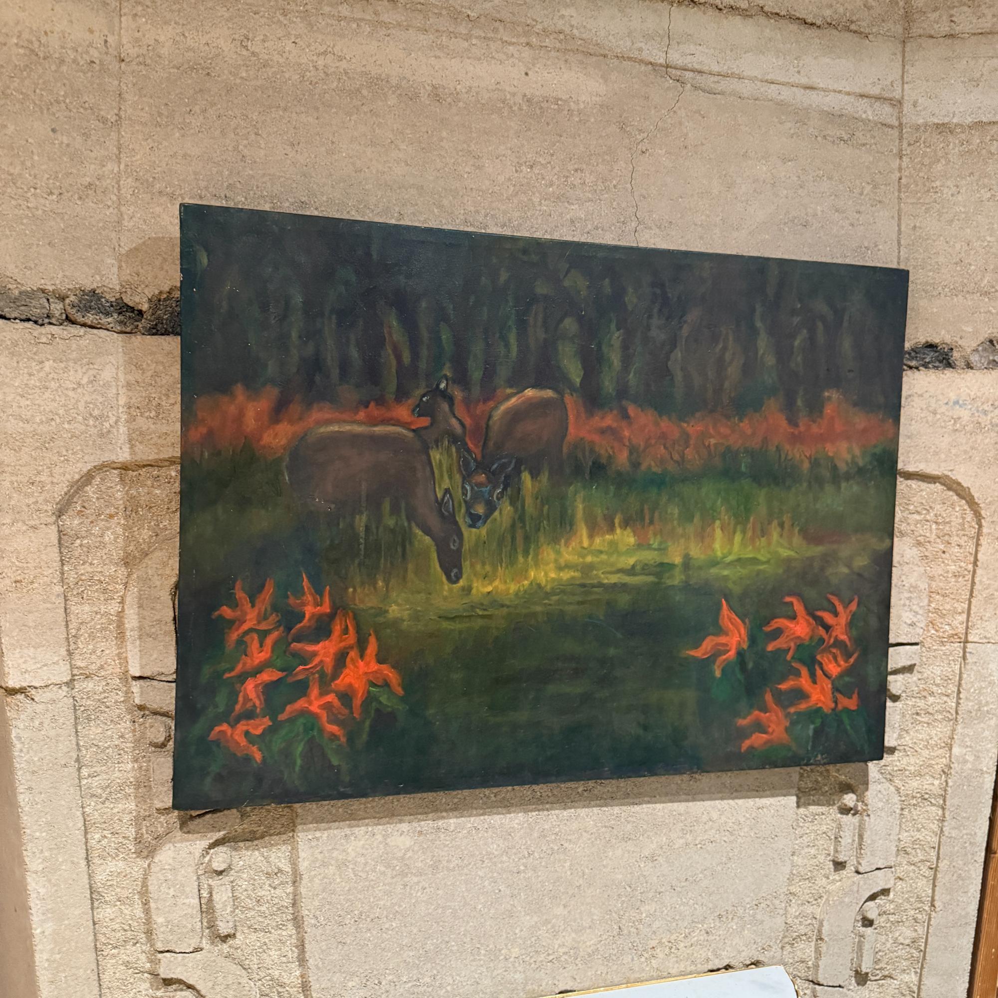 Gemälde Öl Leinwand Folk Art Landschaft Stillleben Marjorie Weaver (Ende des 20. Jahrhunderts) im Angebot