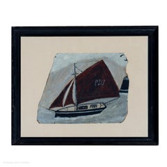 Pintura al óleo Naif Cutter Boat Spirit Alfred Wallis Óleo Longitud 40cm 16"