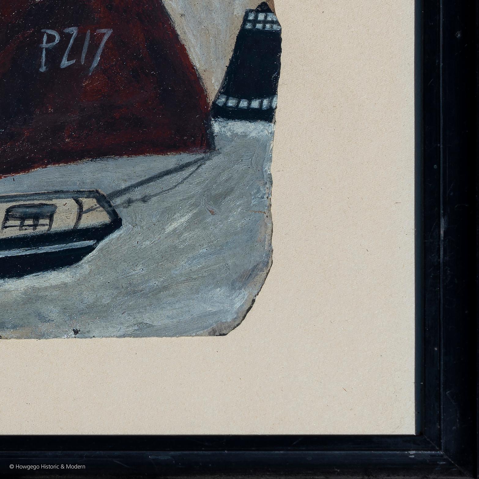 Gemälde, Öl, Naive Cutter Boat Spirit, Alfred Wallis, Öllänge, 40 cm, 16 (Englisch) im Angebot