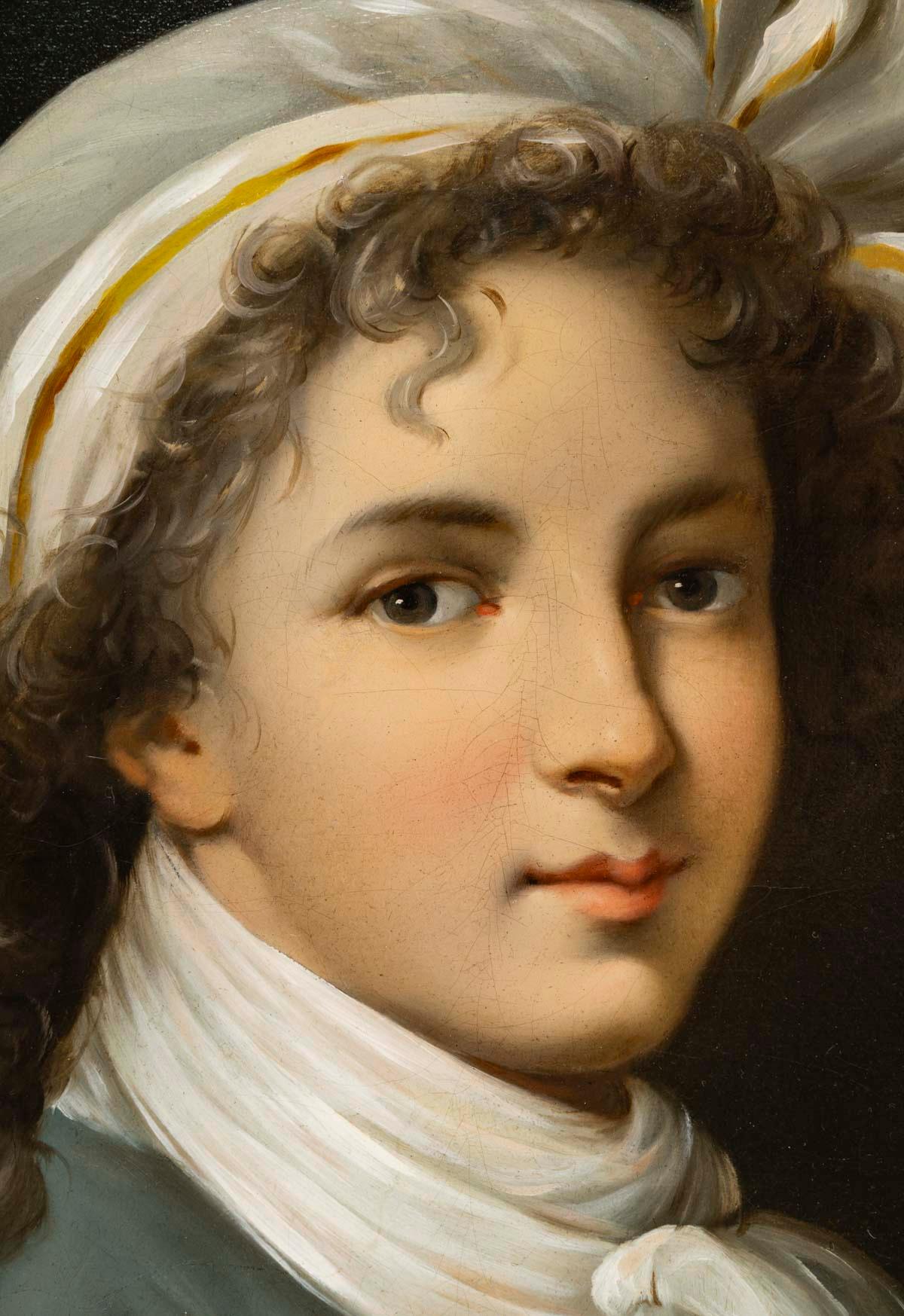 Painting, oil on canvas after Elisabeth Vigee Lebrun, self-portrait, circa 1789.

Oil on canvas, painting by Elisabeth Vigee Lebrun, self-portrait, circa 1789, time of the French Revolution, Louis XVI, framed in 19th century giltwood.
Painting: H: