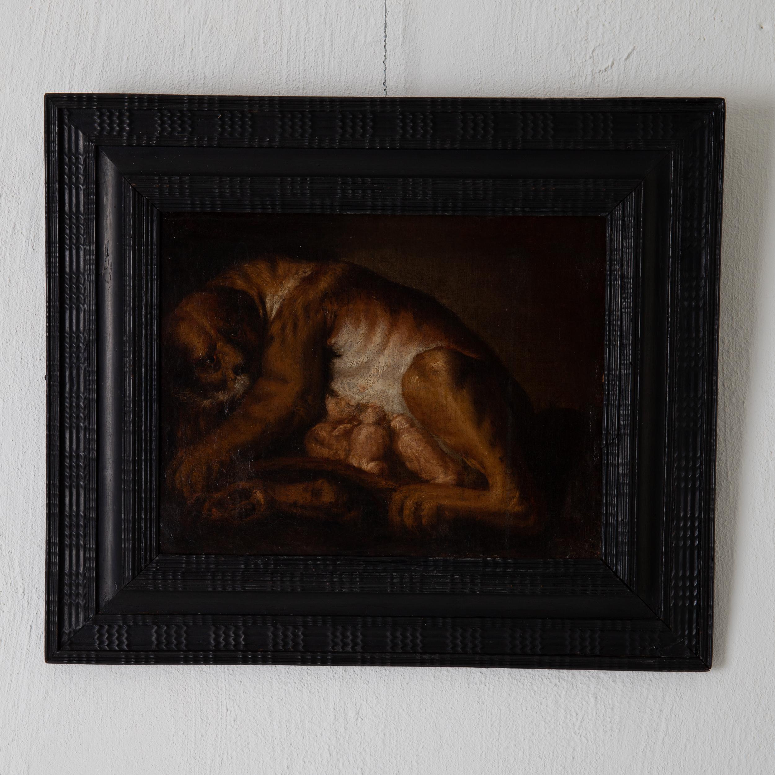 Painting Oil on Canvas Baroque Period Original Black Baroque Frame For Sale 3