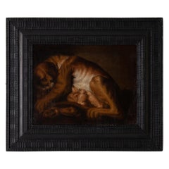 Pintura Óleo sobre Lienzo Período Barroco Original Marco Negro Barroco