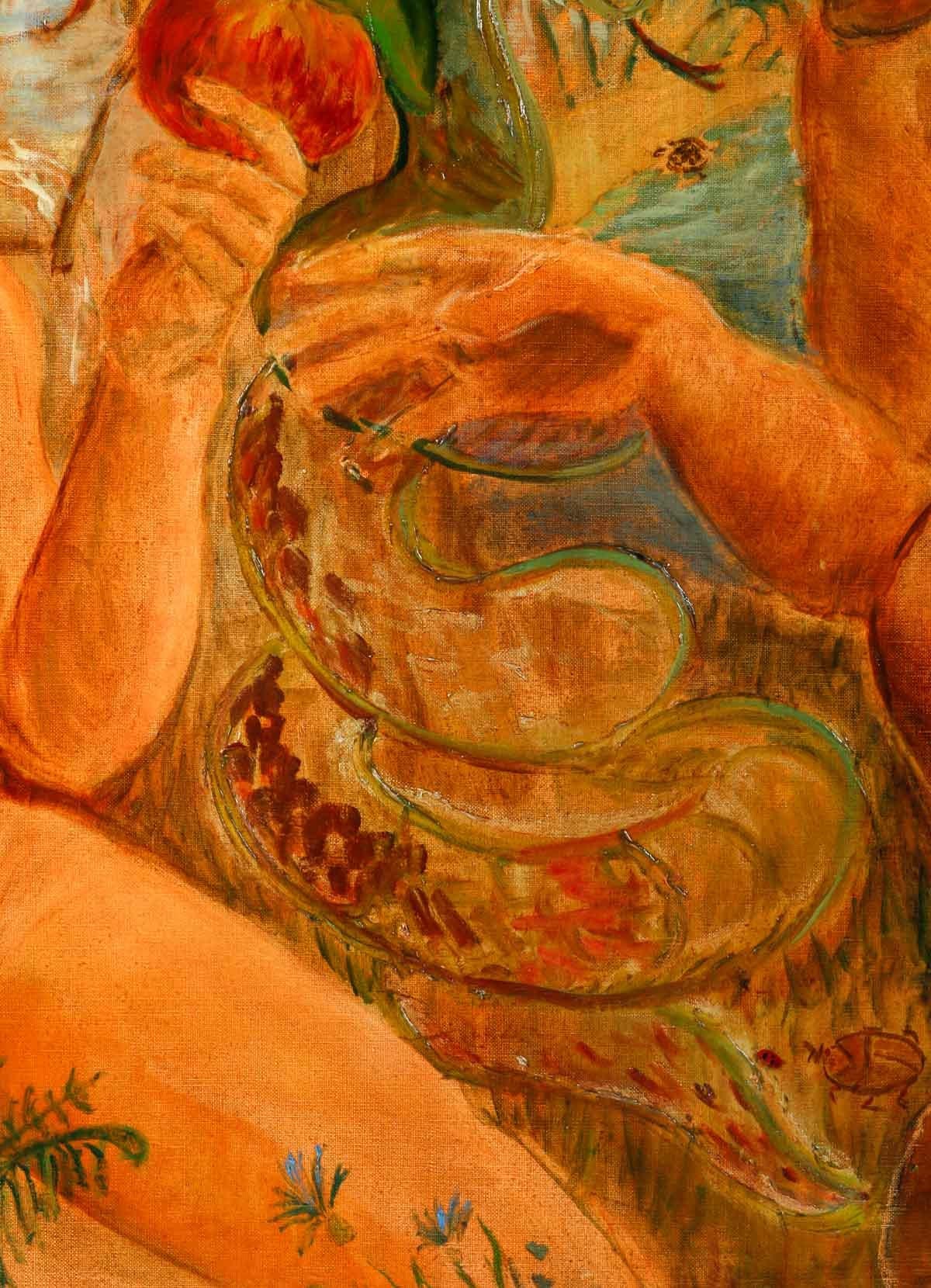 Gemälde, Öl auf Leinwand von Künstler Evelyne Luez, XX. Jahrhundert. (Moderne der Mitte des Jahrhunderts) im Angebot