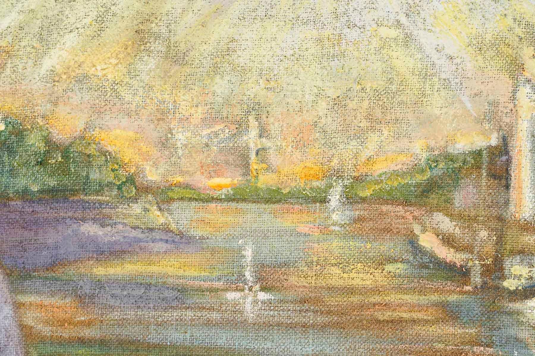 Moderno Pittura, olio su tela di Evelyne Luez, 1980-1990. in vendita