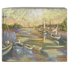 Pittura, olio su tela di Evelyne Luez, 1980-1990.