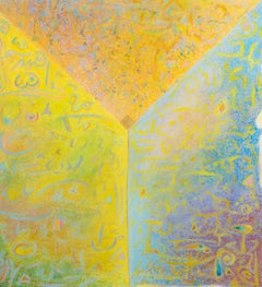Painting, Oil on Canvas, by Santos Jocelyne, with the Title Yi-King Feu, 1990.