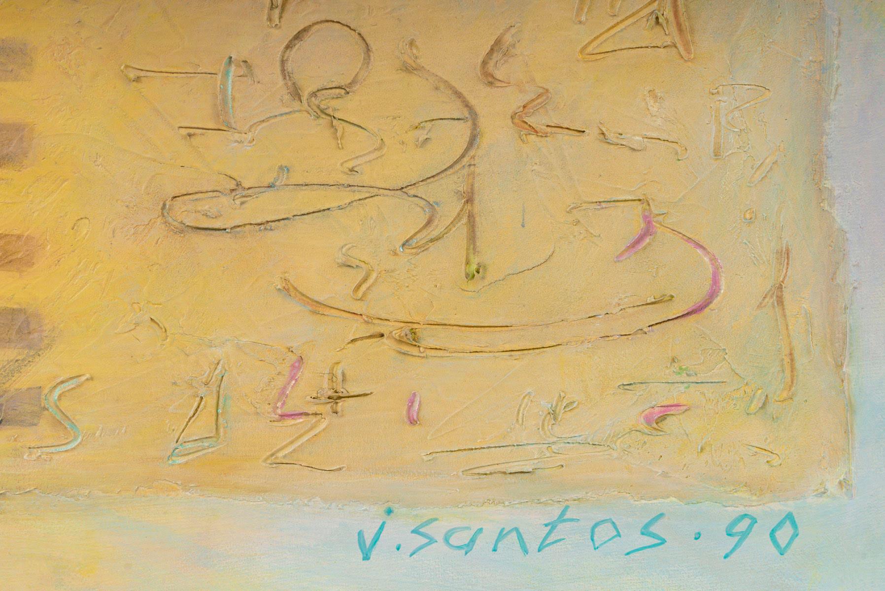 Gemälde, Öl auf Leinwand, von Santos Jocelyne, mit dem Titel Yi-King Feu, 1990. im Zustand „Gut“ im Angebot in Saint-Ouen, FR
