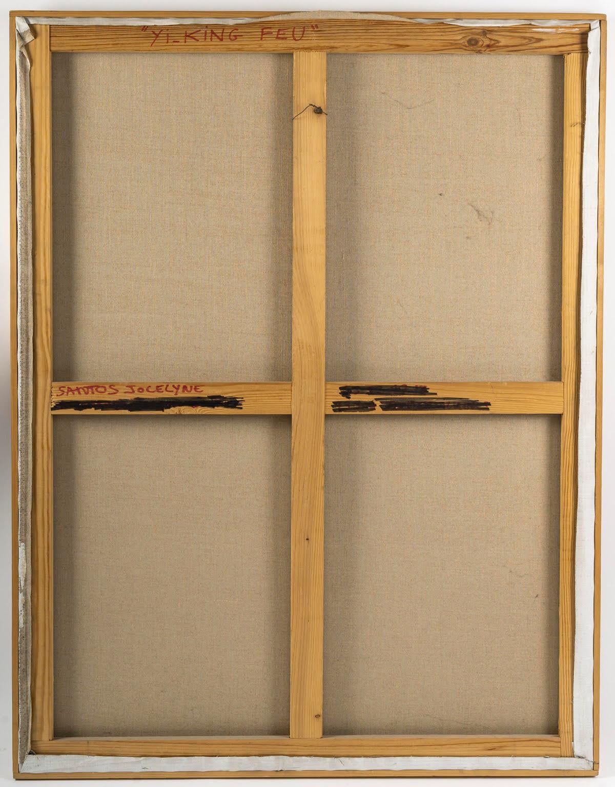 Gemälde, Öl auf Leinwand, von Santos Jocelyne, mit dem Titel Yi-King Feu, 1990. im Angebot 1