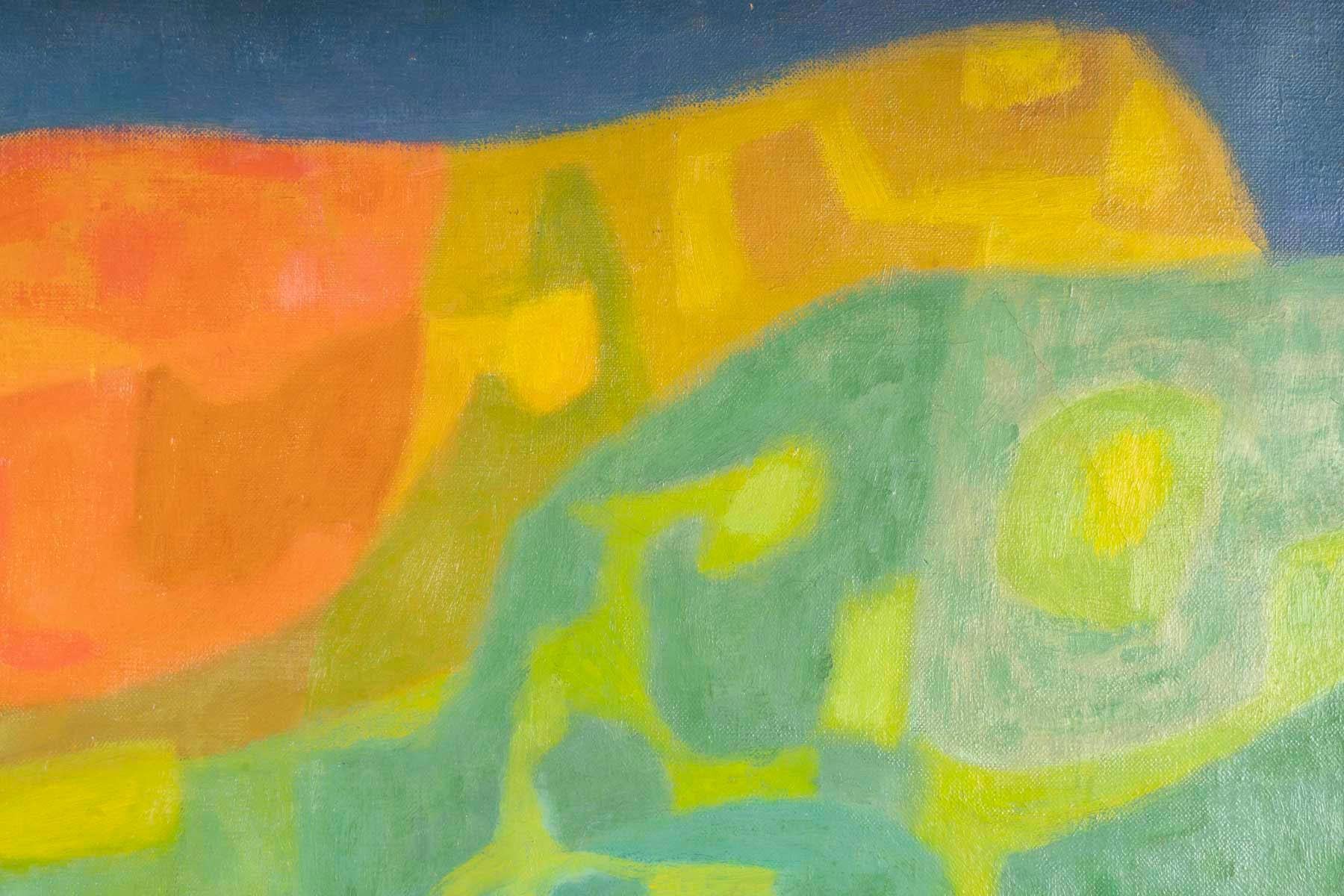 Mid-Century Modern Painting, Oil on Canvas, by the Painter Szasz, Early 20th Century. For Sale
