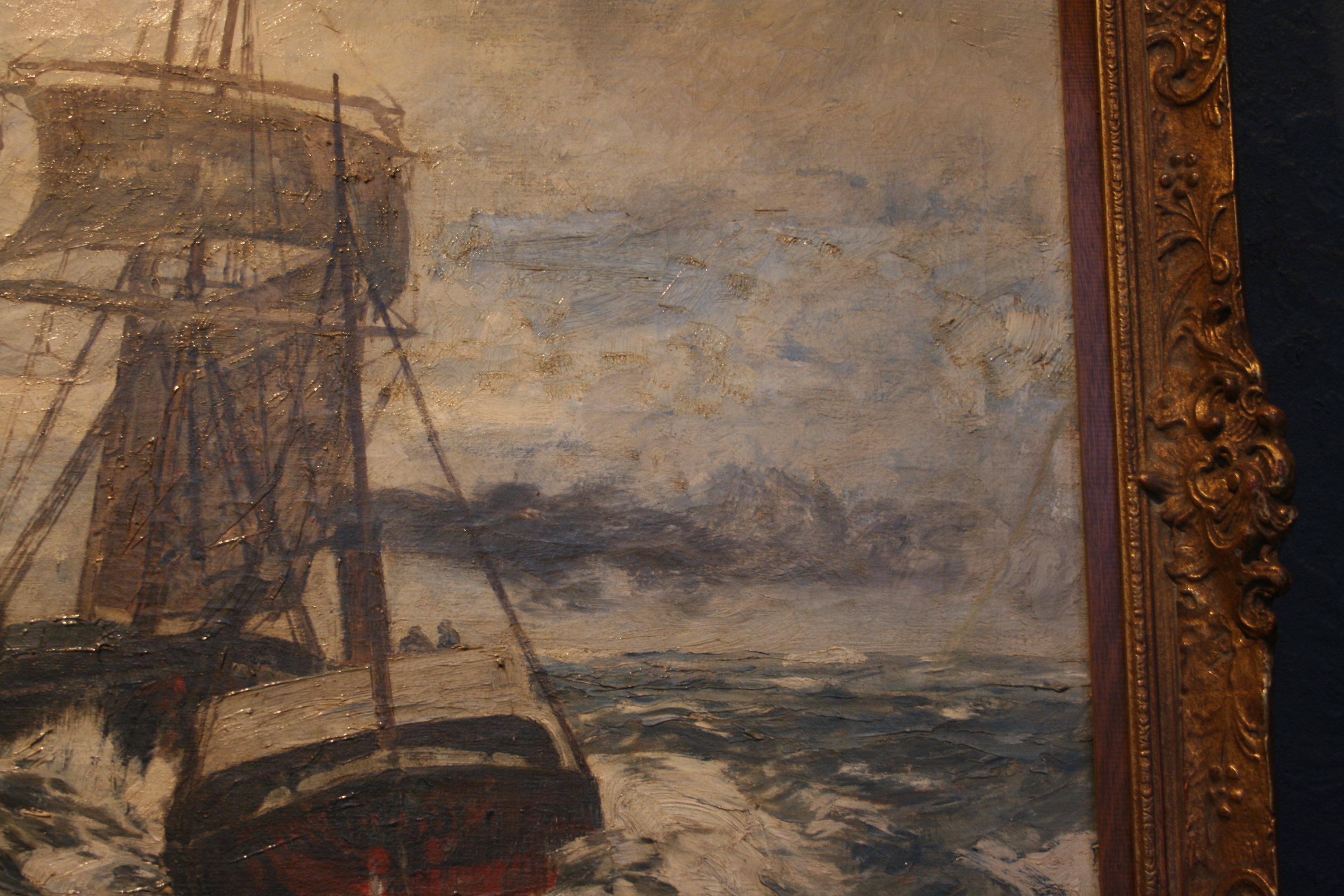 Painting Oil on Canvas, Fishing Boats On The High Seas, by Andreas Dirks 4