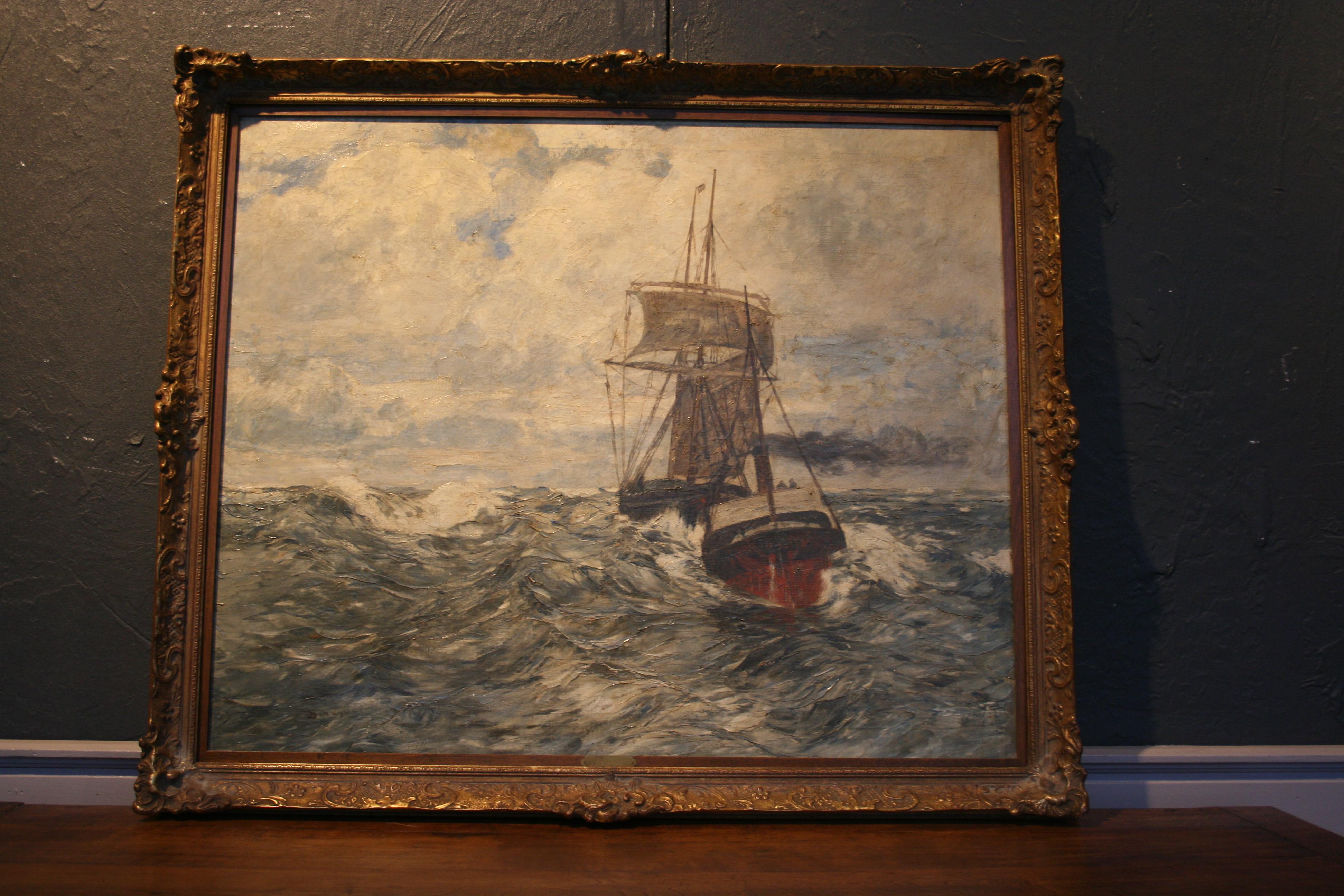 Painting Oil on Canvas, Fishing Boats On The High Seas, by Andreas Dirks 6