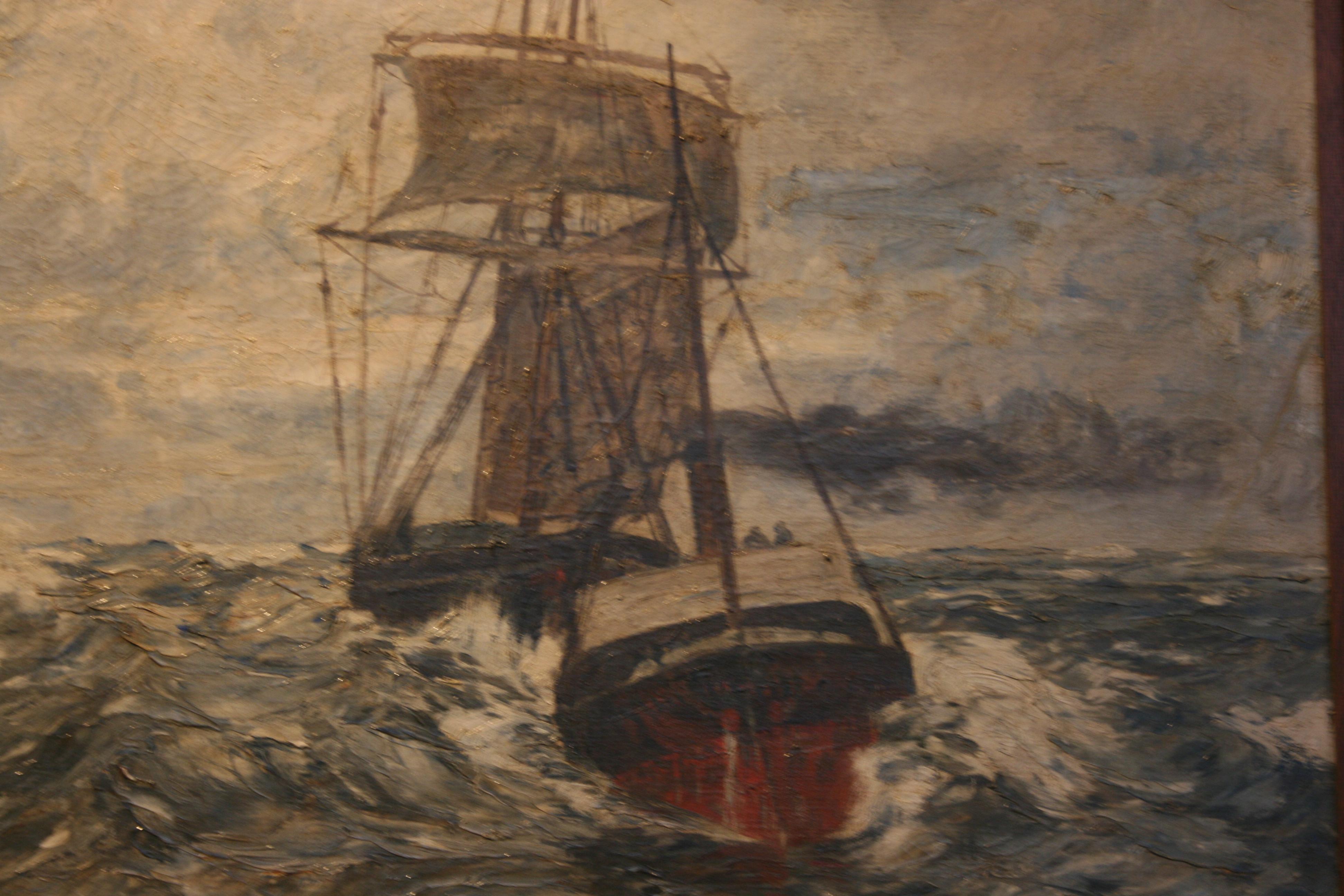 Painting Oil on Canvas, Fishing Boats On The High Seas, by Andreas Dirks 1