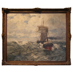 Painting Oil on Canvas, Fishing Boats On The High Seas, by Andreas Dirks