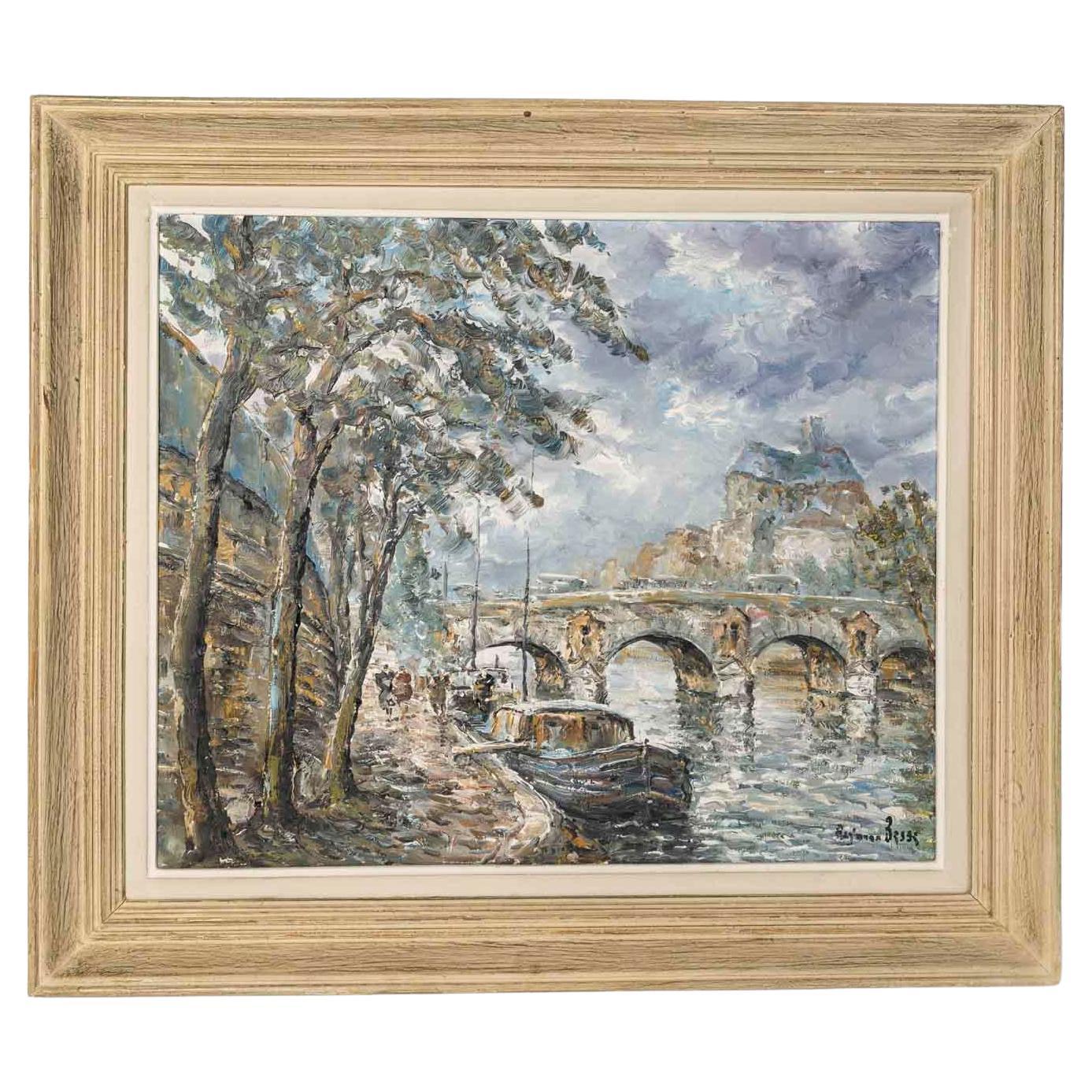 Painting, Oil on Canvas from the Early 20th Century, Depicting the Pont Marie. For Sale