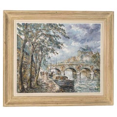 Painting, Oil on Canvas from the Early 20th Century, Depicting the Pont Marie.
