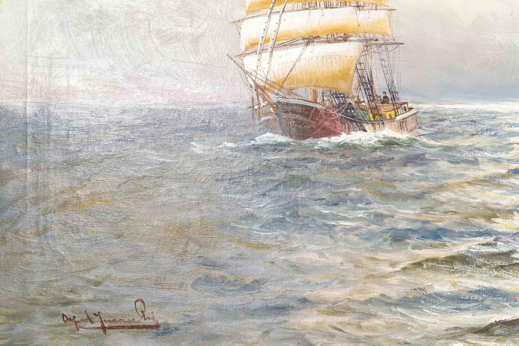 Painting, Oil on Canvas from the Late 19th Century, Marine Painting. For Sale 1