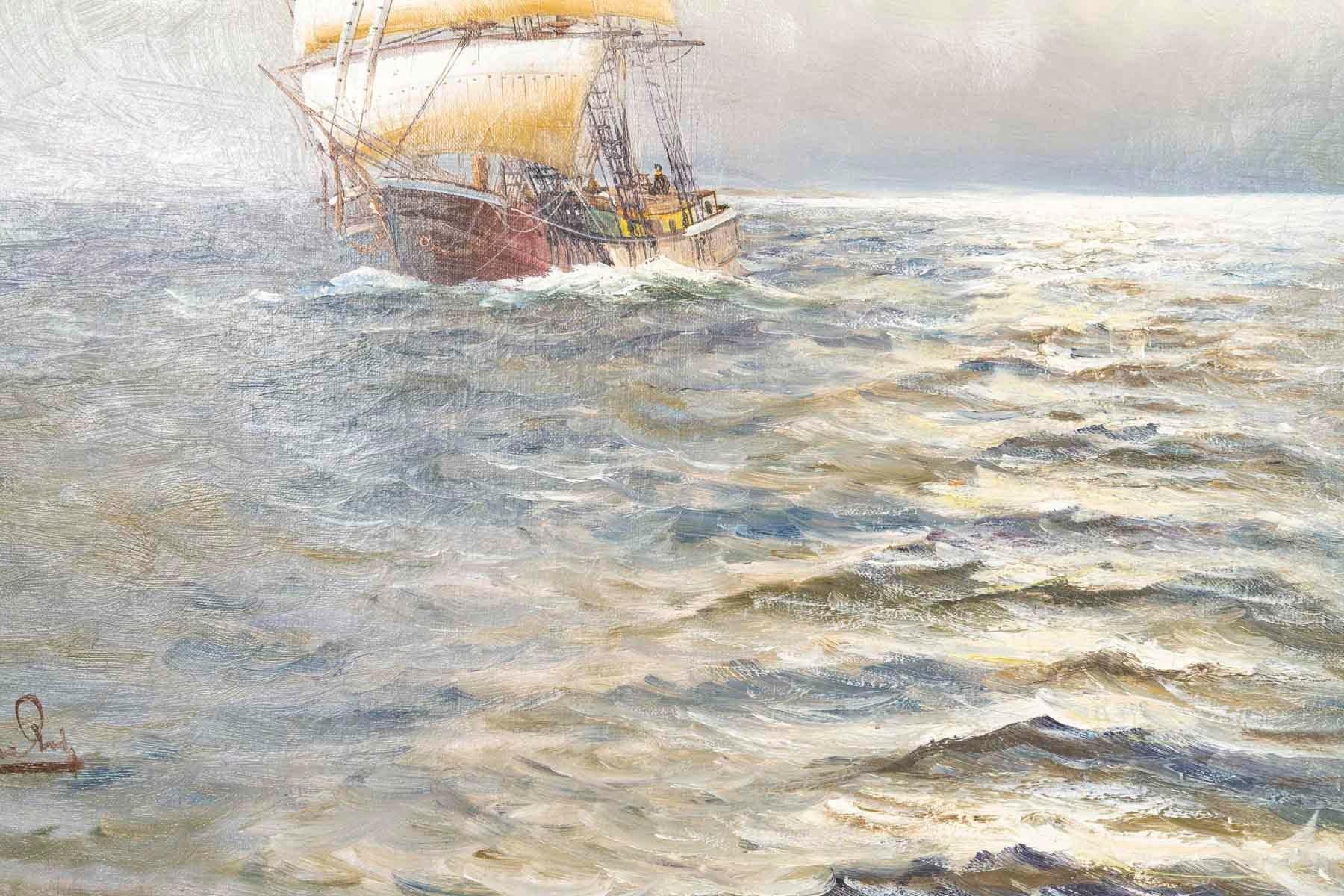 Painting, Oil on Canvas from the Late 19th Century, Marine Painting. For Sale 2