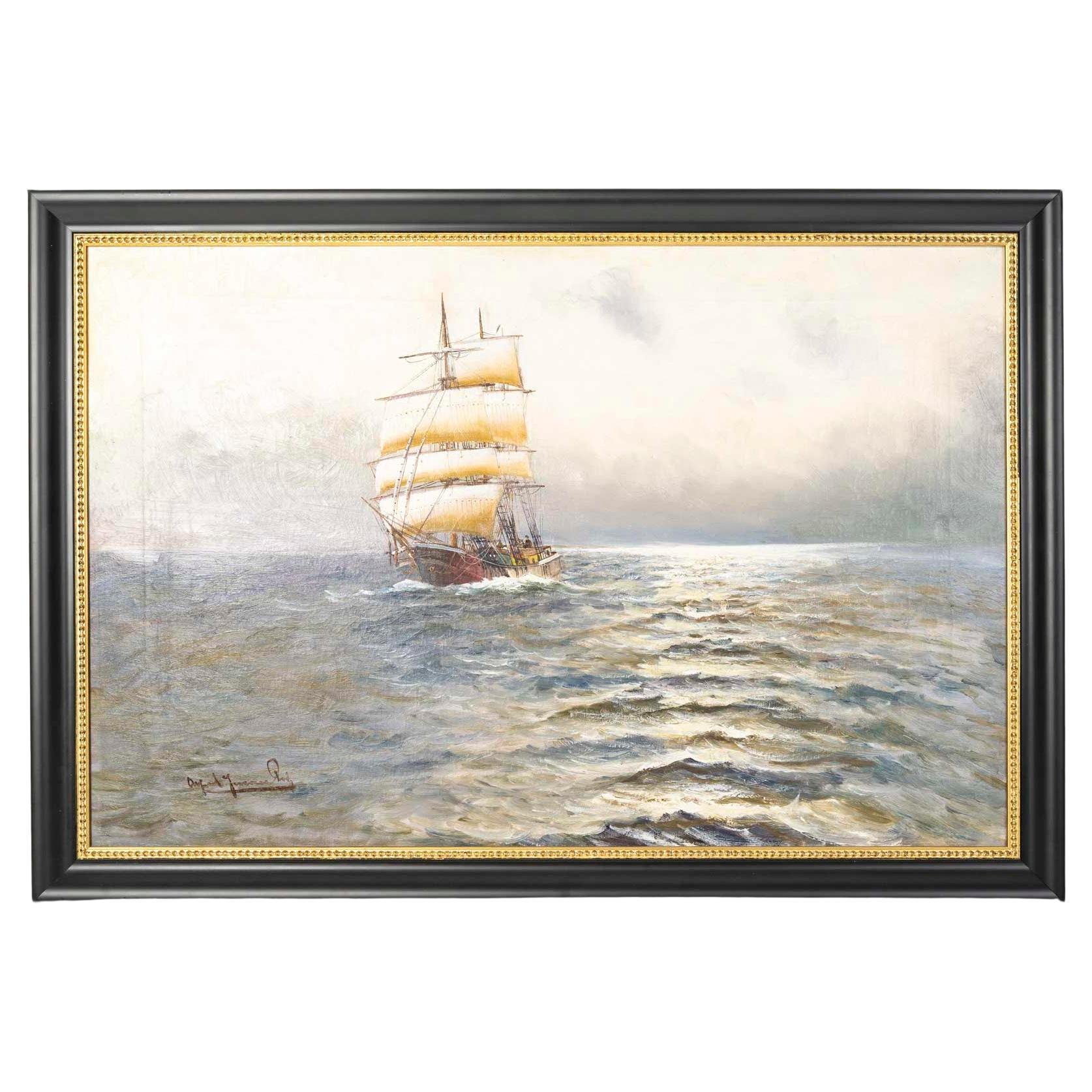 Painting, Oil on Canvas from the Late 19th Century, Marine Painting. For Sale
