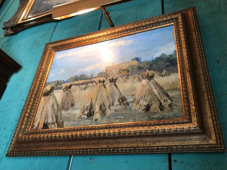 Painting Oil on Canvas Haystack Harvest Landscape & Light & Color Antiques LA CA In Good Condition For Sale In West Hollywood, CA