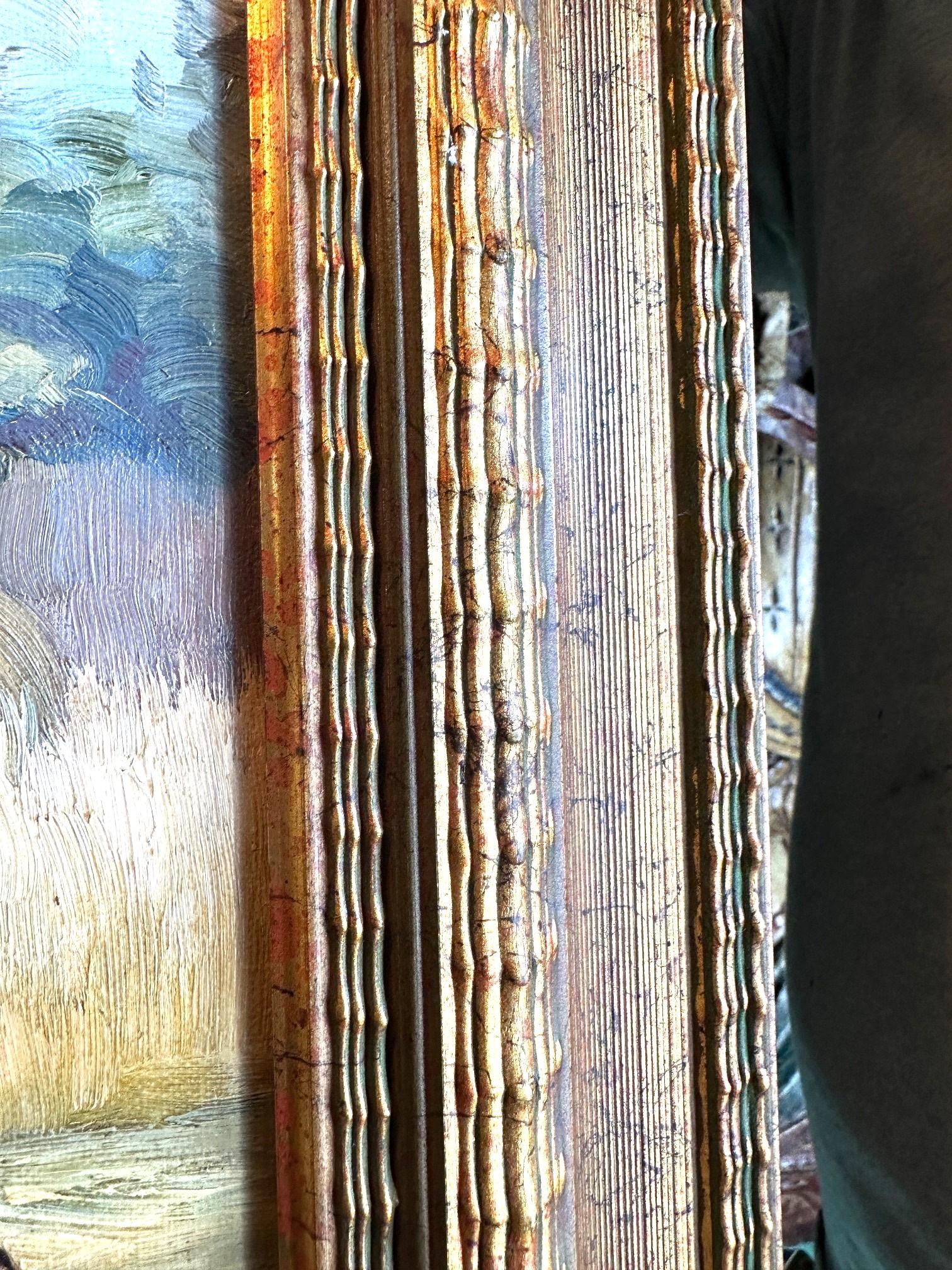Gemälde Öl auf Leinwand Haystack Ernte Landschaft & Licht & Farbe Antiquitäten LA CA im Angebot 6