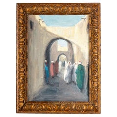 Vintage Painting Oil on Canvas Marrakech Early Xxth Century
