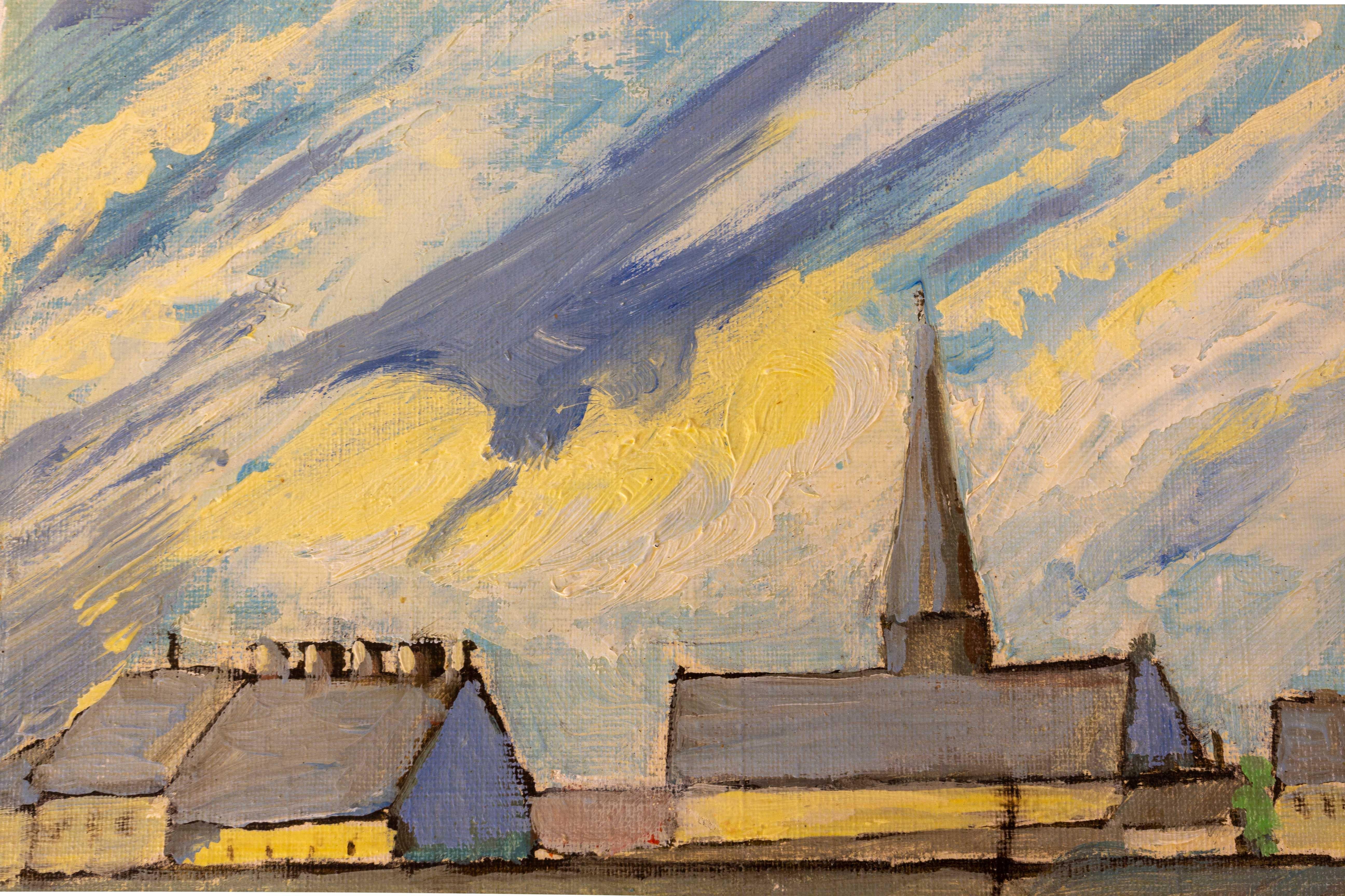 Mid-Century moderno Pittura olio su tela raffigurante un porto della Bretagna firmata Jean Kok, 1966 in vendita