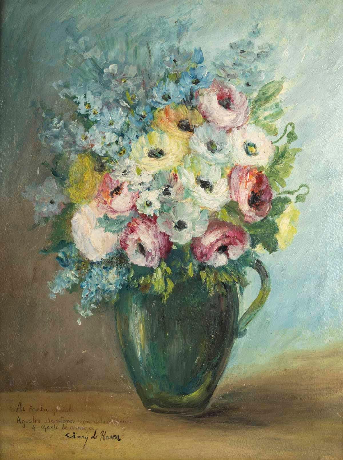 Painting, oil on panel, bouquet of flowers, signed Sivet de Rana, XXth century.

Painting, oil on panel, signed Sivet de Rana, XXth century.
Frame: H: 62cm, W: 53cm, D: 3cm
Painting: H: 45cm, W: 32cm