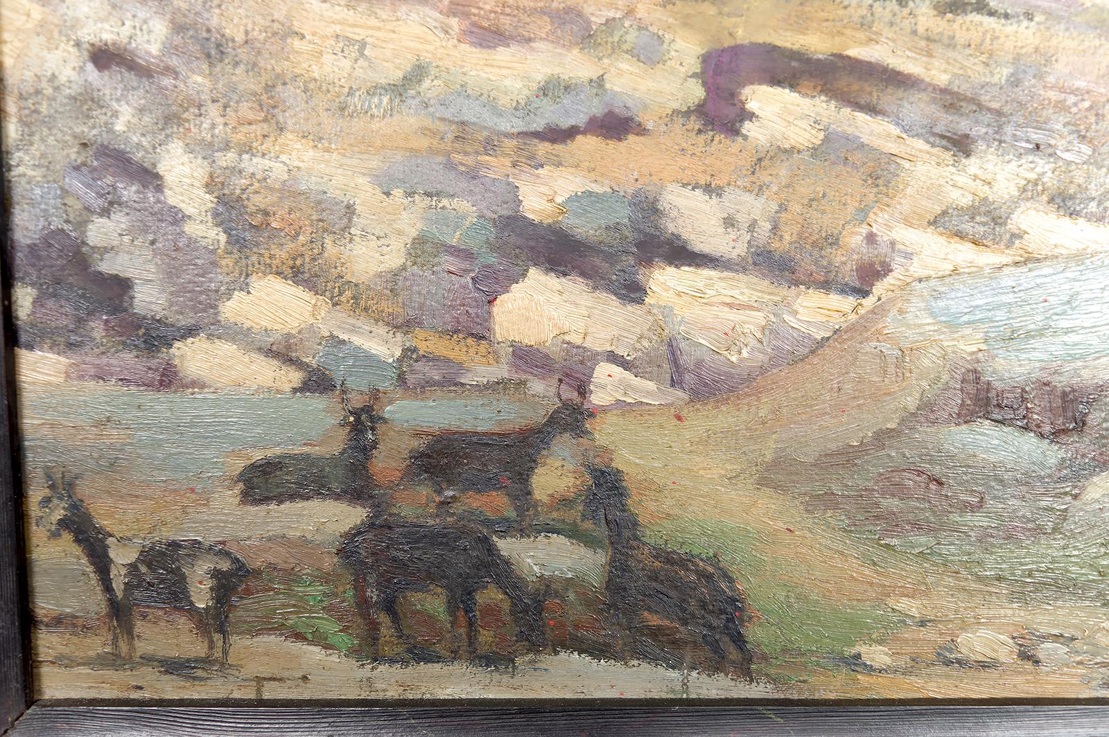 Gemälde, Öl auf Tafel, „Mediterranean Coastal Town“, Frankreich, um 1930 im Angebot 6