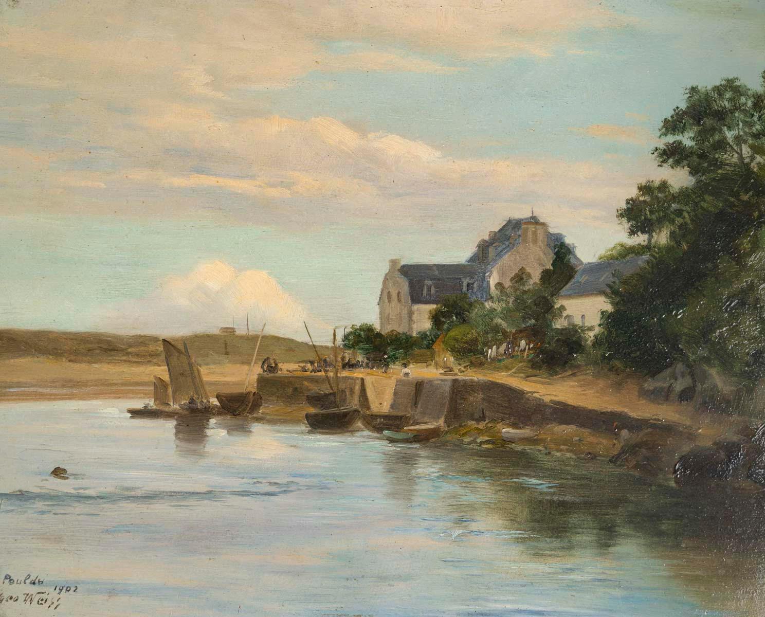 Painting, oil on panel representing a Breton landscape by Geo Weiss, 1902.

Painting, oil on panel representing a Breton landscape by Geo Weiss, 1902, Napoleon III style.

Frame: H: 40cm, W: 46.5cm, D: 4.5cm
Painting: H: 27cm, W: 32.5cm
