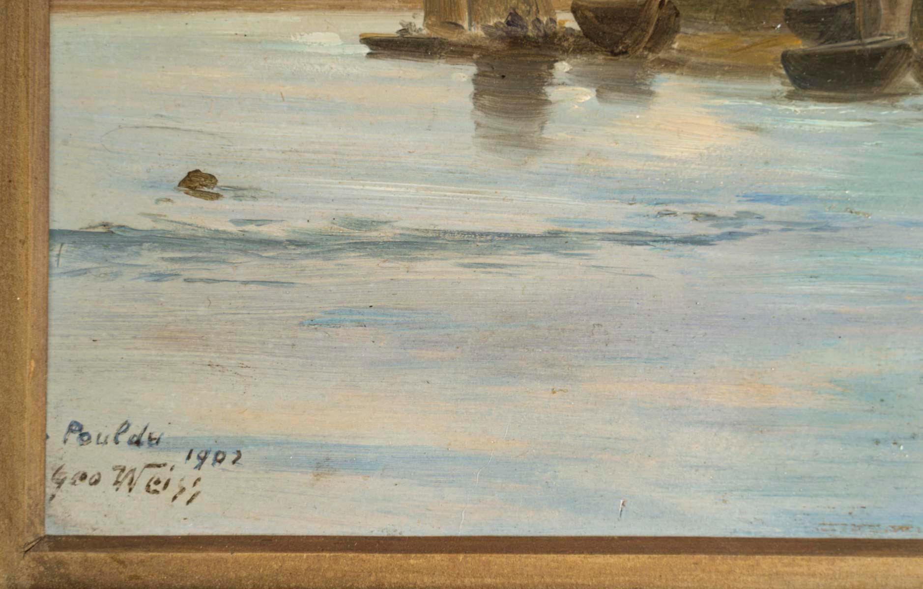 French Painting, Oil on Panel Representing a Breton Landscape by Geo Weiss, 1902.