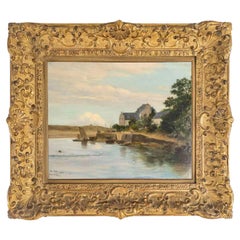 Painting, Oil on Panel Representing a Breton Landscape by Geo Weiss, 1902.