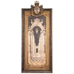 Painting on Board Depicting Scene in the Vatican with the Coat of Arms