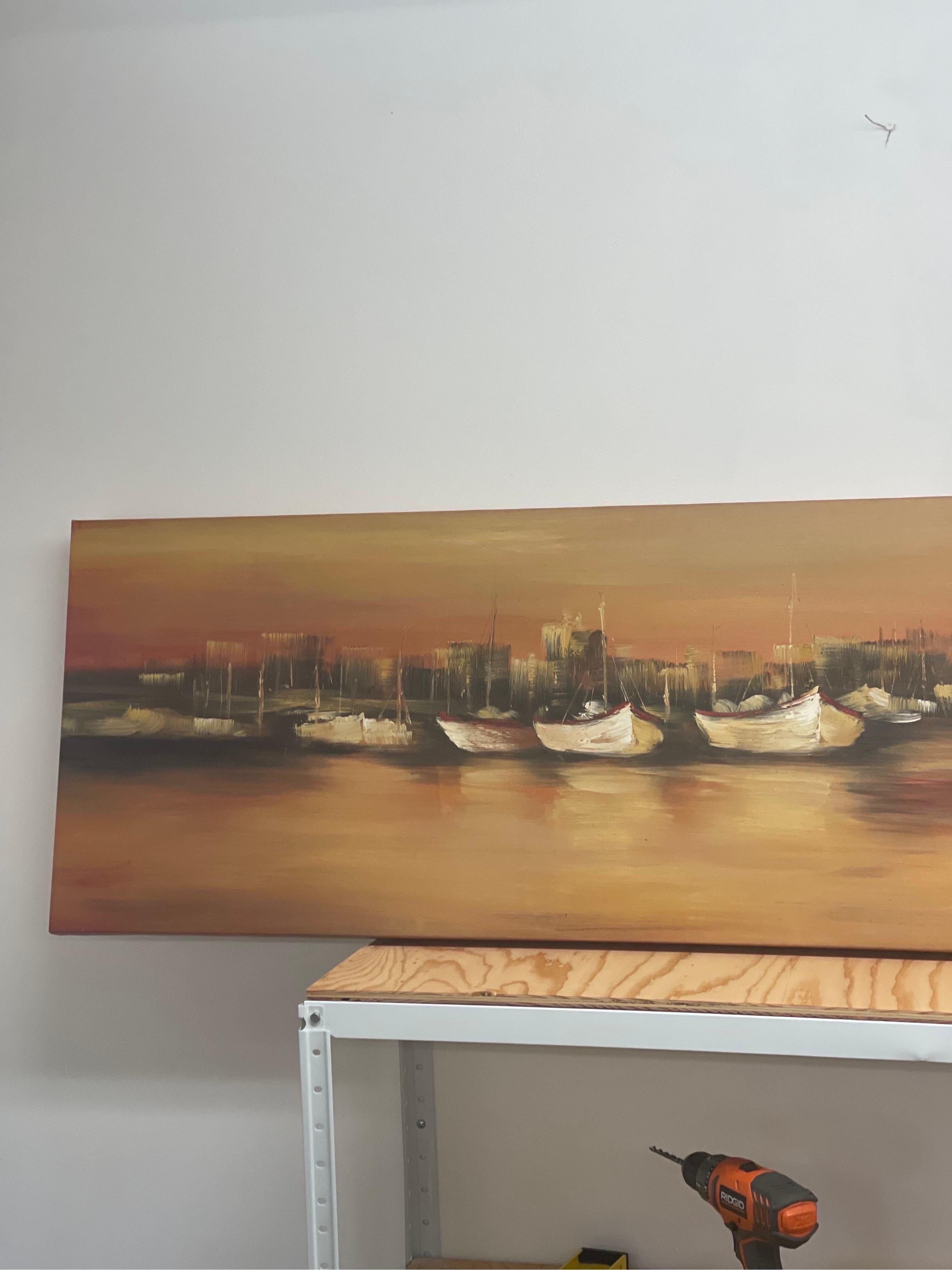 Painting on canvas nautical scene.

Dimensions. 59 W ; 1 1/2 D ; 20 H.