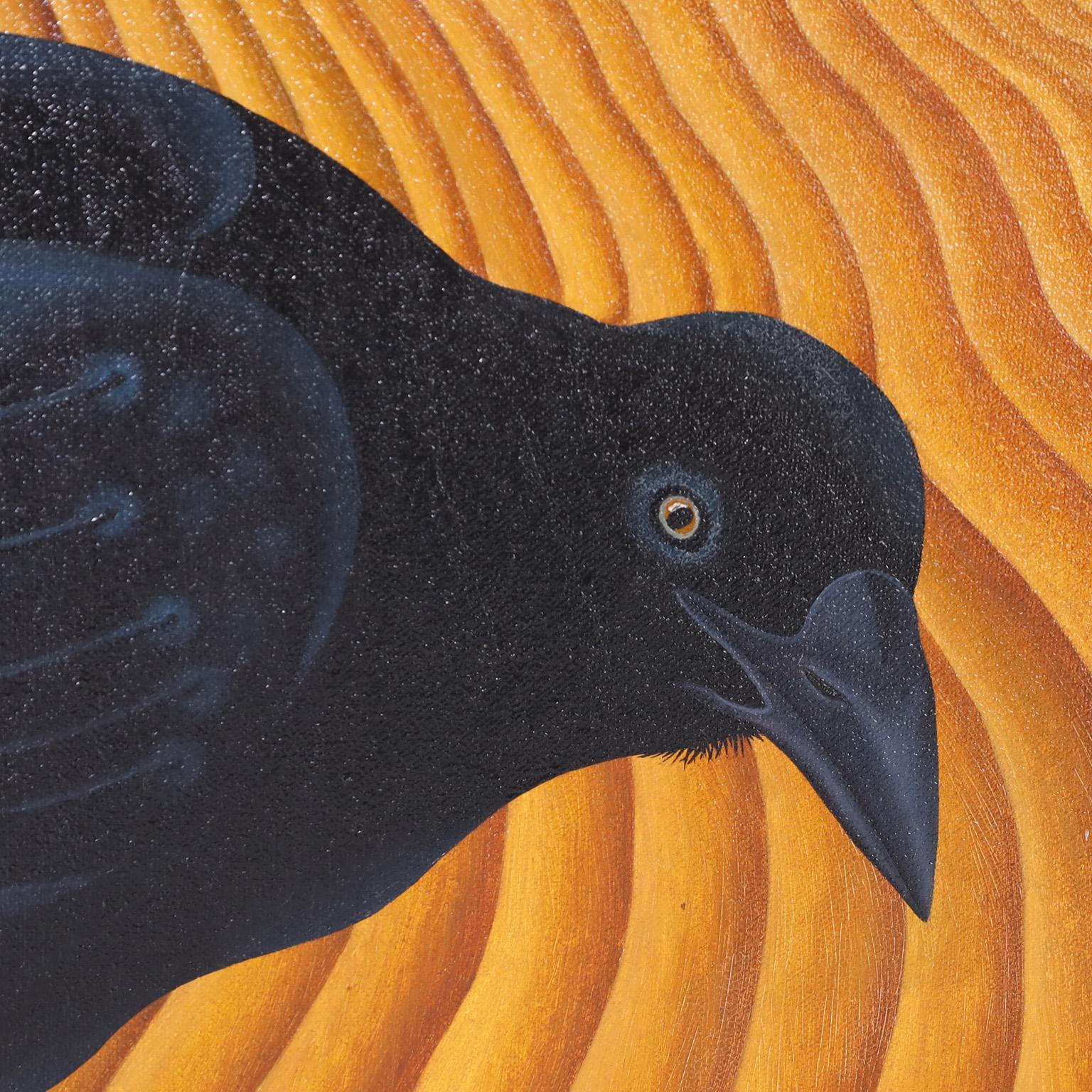 20th Century Painting on Canvas of a Crow For Sale