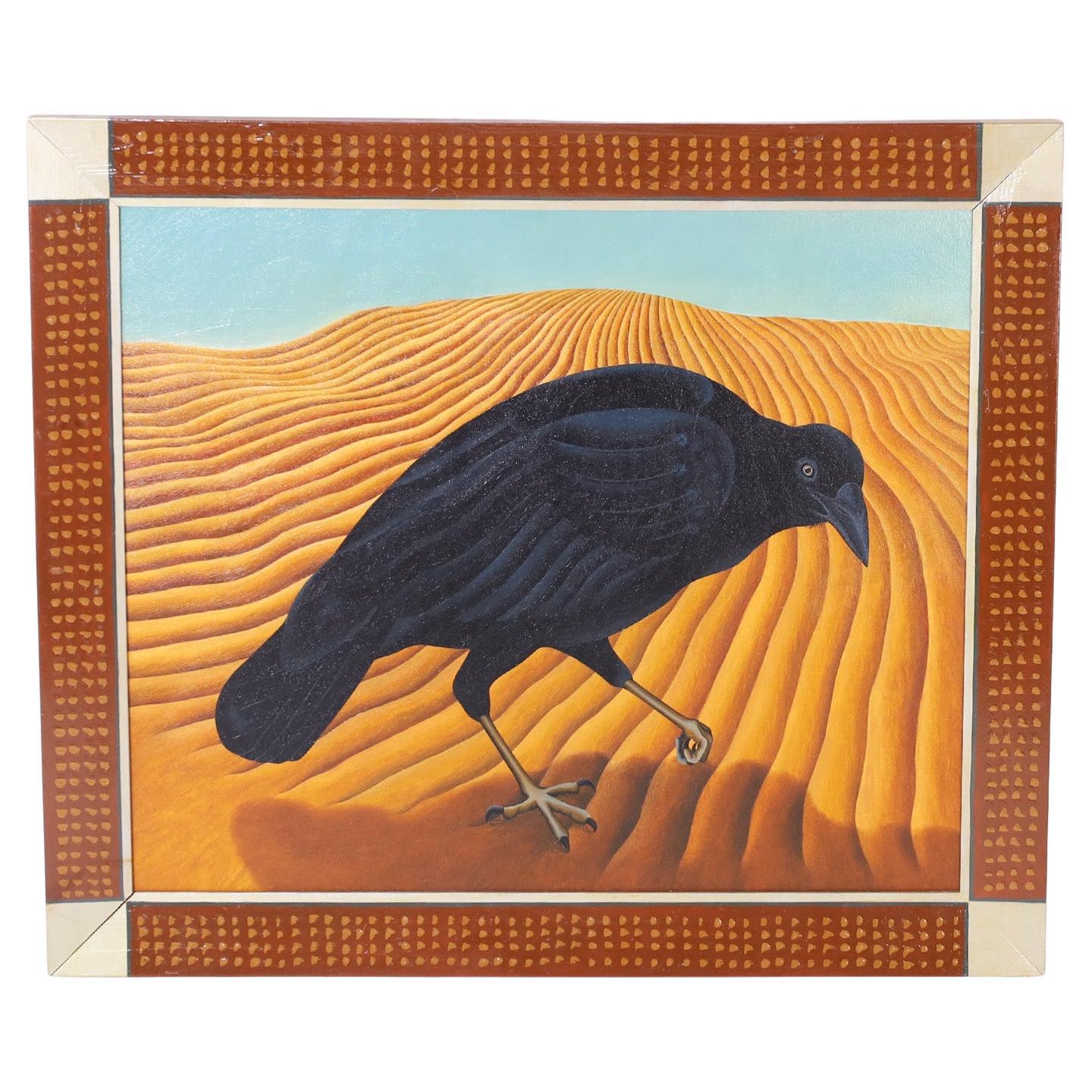 Painting on Canvas of a Crow For Sale