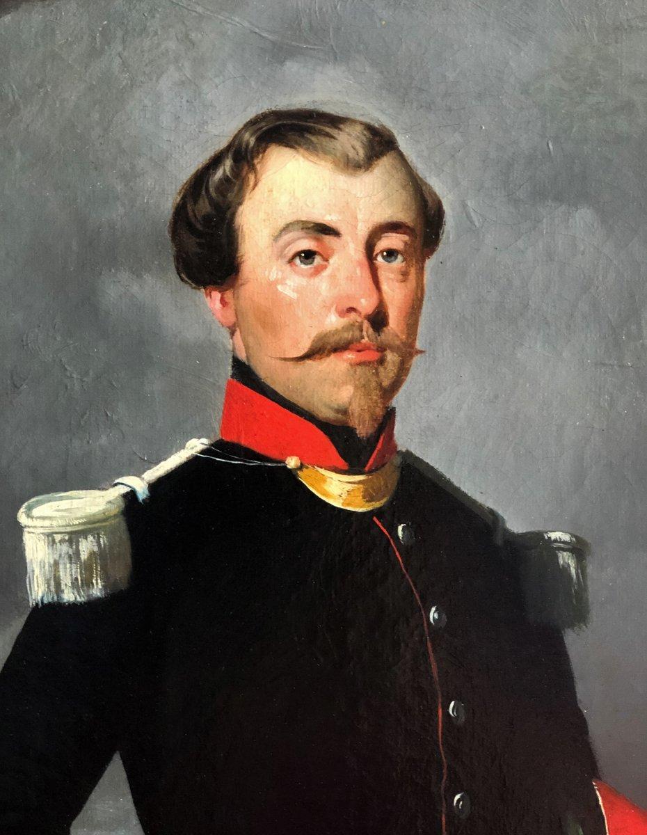 Painting on Canvas of a French Officer, Napoleon III Period For Sale 4