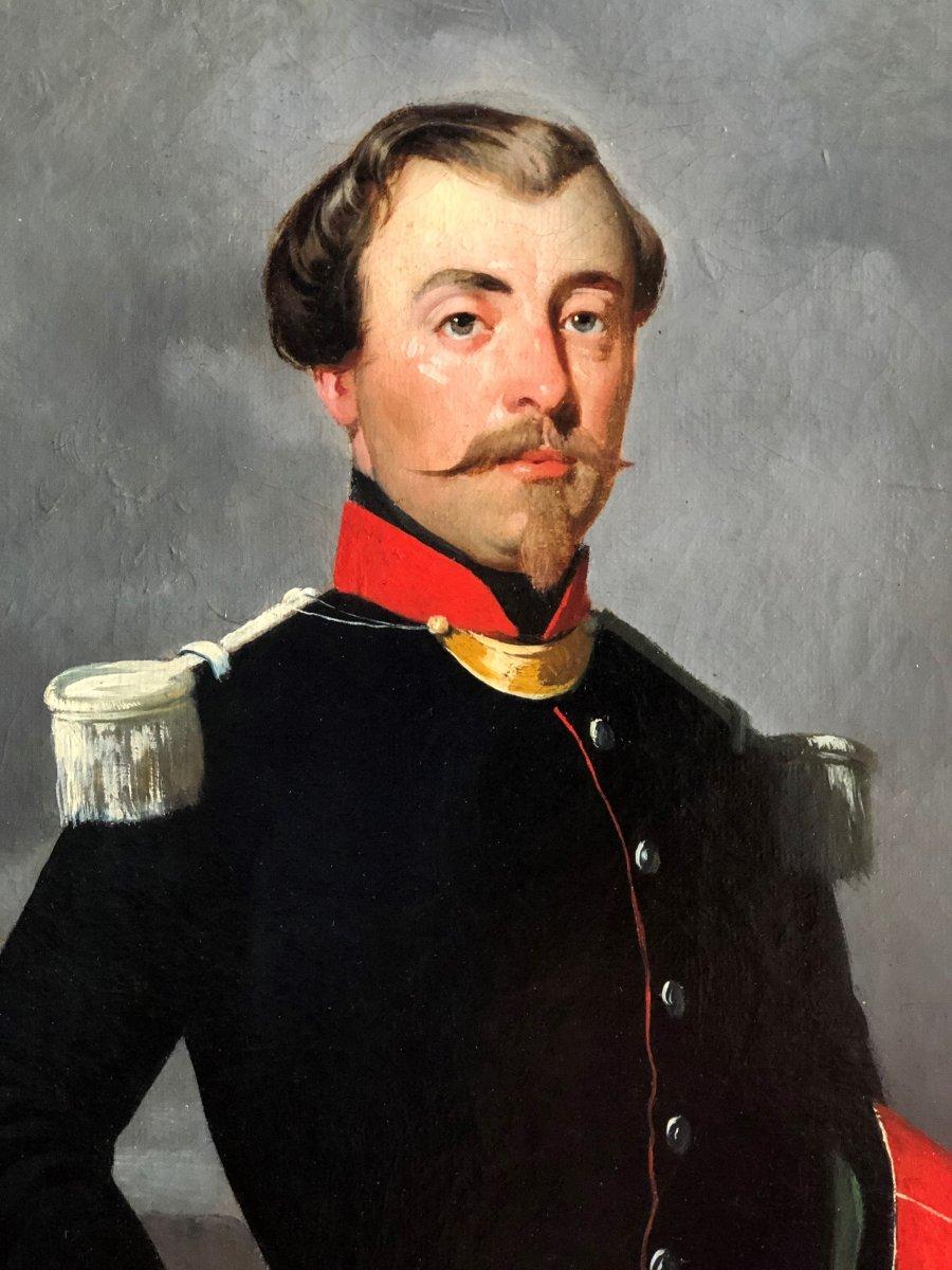 Painting on Canvas of a French Officer, Napoleon III Period For Sale 6