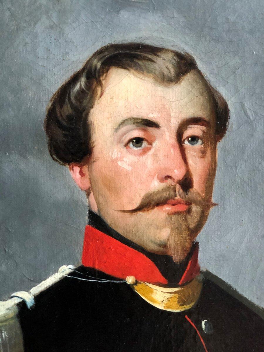 Painting on Canvas of a French Officer, Napoleon III Period For Sale 1
