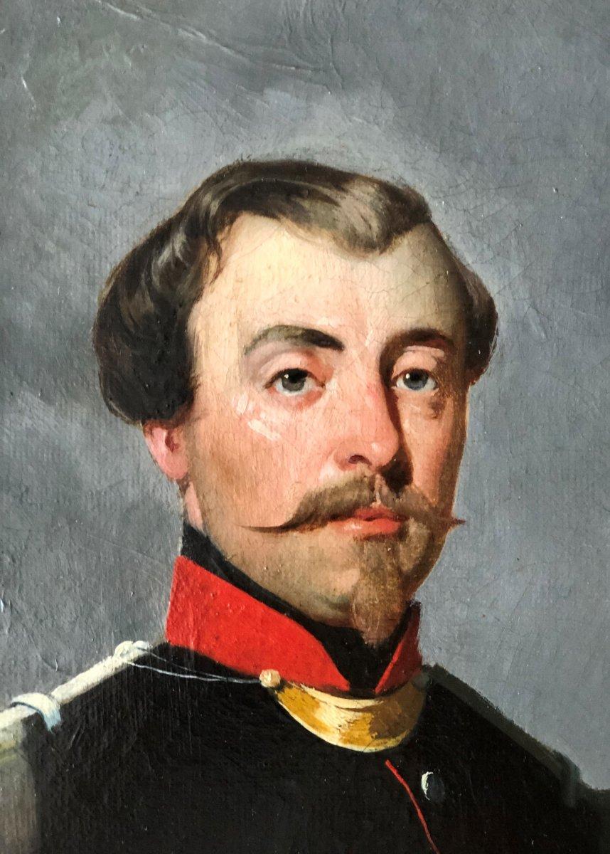 Painting on Canvas of a French Officer, Napoleon III Period For Sale 2