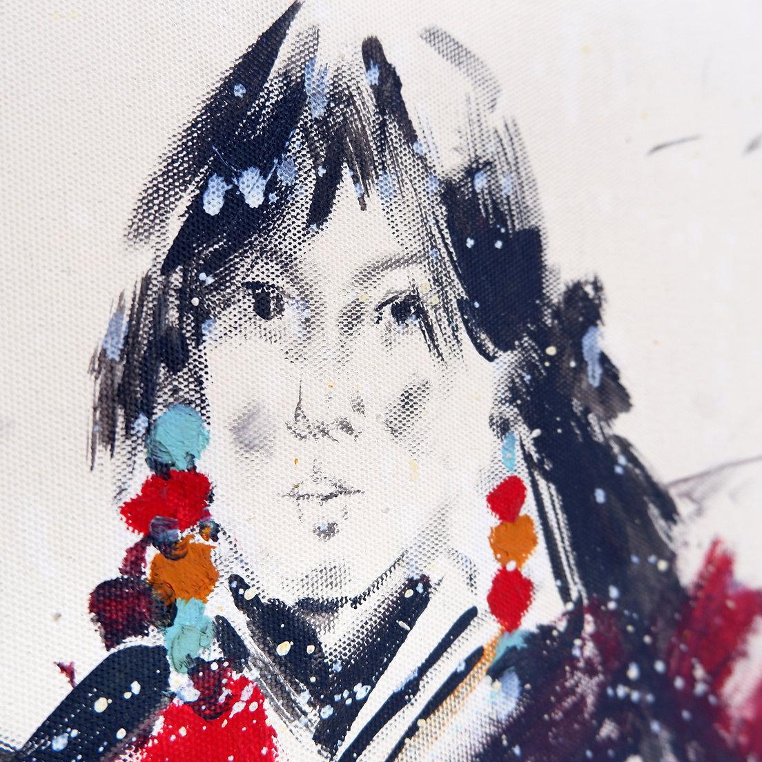 Painting on canvas of a young woman - Signed and dated For Sale 6