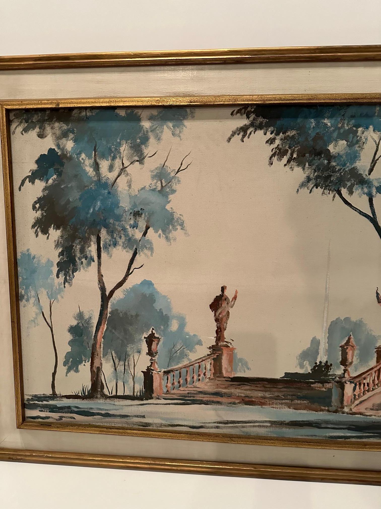 Gemälde auf Leinwand von  Formal-Garten von John Hulse (amerikanisch) im Angebot