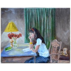 Painting on Canvas of Girl and Her Dog