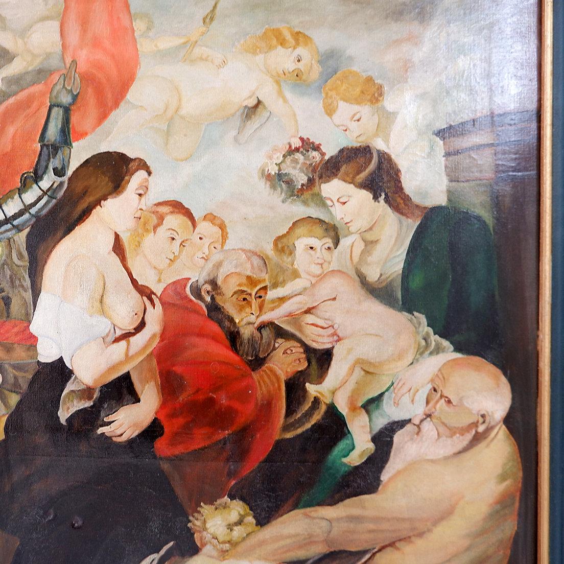 Gemälde auf Leinwand signiert J. Meirt im Angebot 6